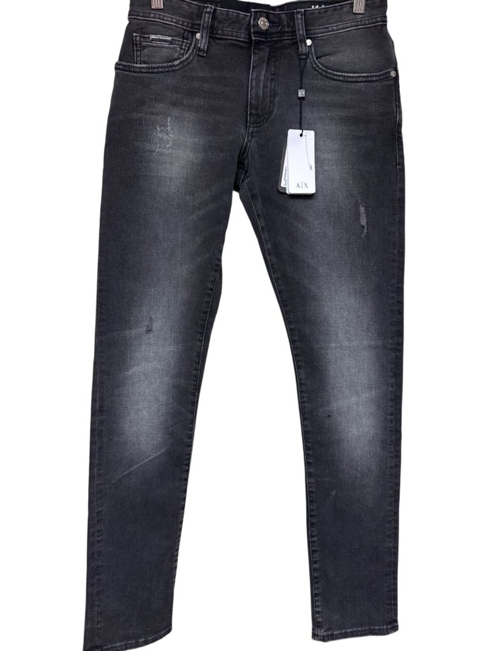 Armani Exchange J14 Skinny Jeans Men's 28 Black Wash Distressed Stretch NWT